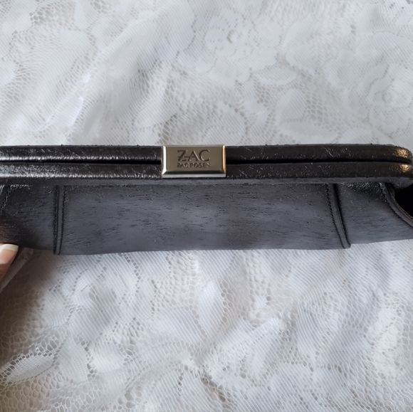 Zac Posen Metallic Gray Textured Crossbody Bag/Clutch. - Picture 7 of 14